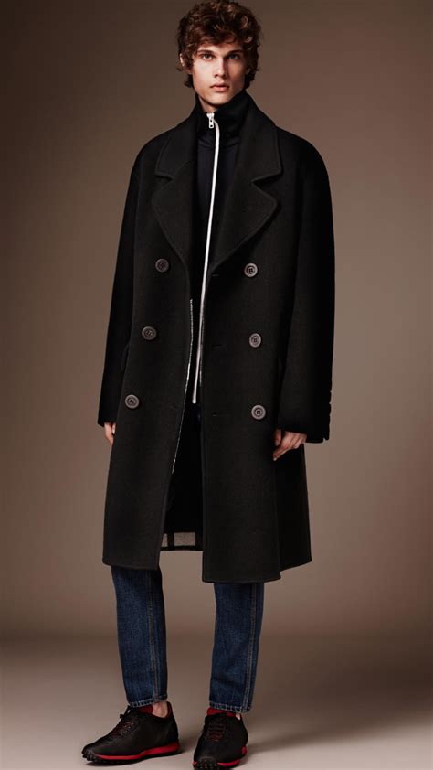 burberry black and red peacoat|burberry men's cashmere overcoat.